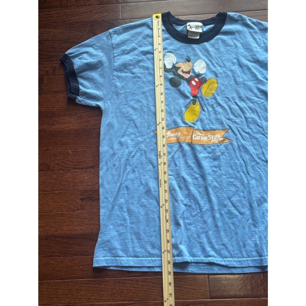 Disney College Program CareerStart Mickey Mouse Ringer T Shirt Blue Y2K Large - Picture 5 of 6